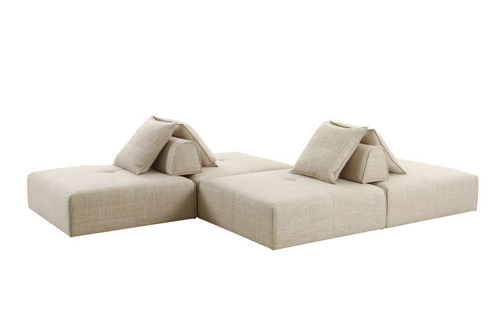 Mondo - Modern Modular Beige Fabric Armless Seat