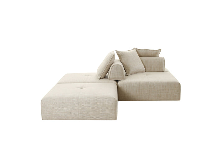 Mondo - Modern Modular Beige Fabric Armless Seat