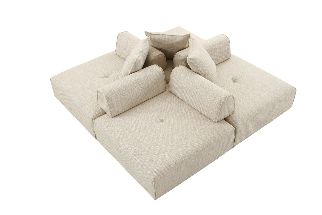 Mondo - Modern Modular Beige Fabric Armless Seat