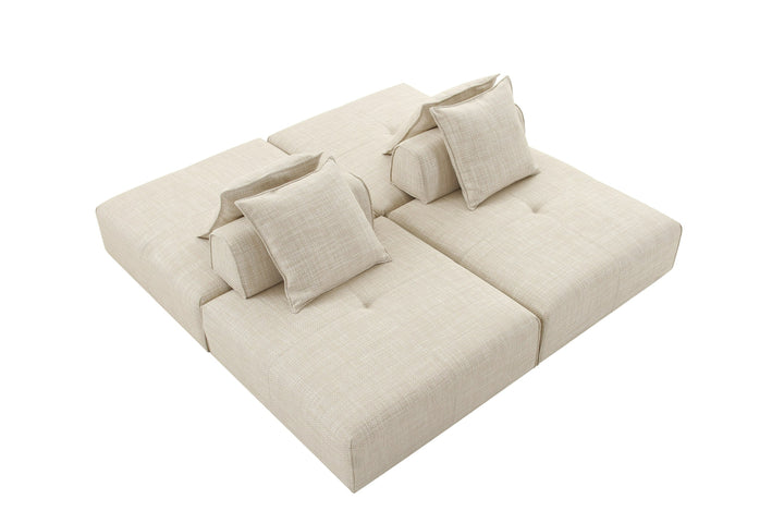 Mondo - Modern Modular Beige Fabric Armless Seat