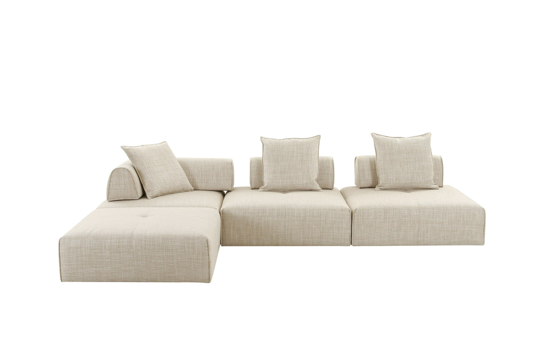 Mondo - Modern Modular Beige Fabric Armless Seat
