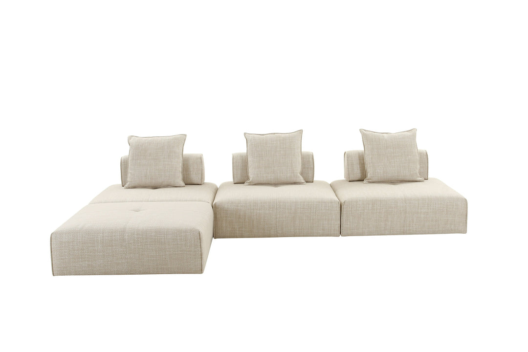 Mondo - Modern Modular Beige Fabric Armless Seat