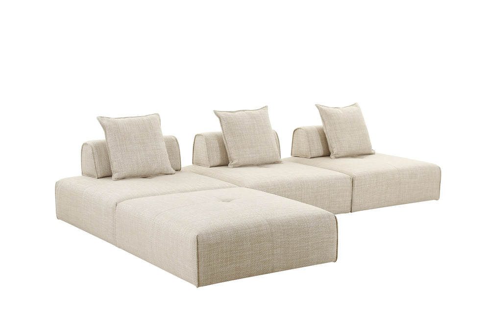 Mondo - Modern Modular Beige Fabric Armless Seat - View 6