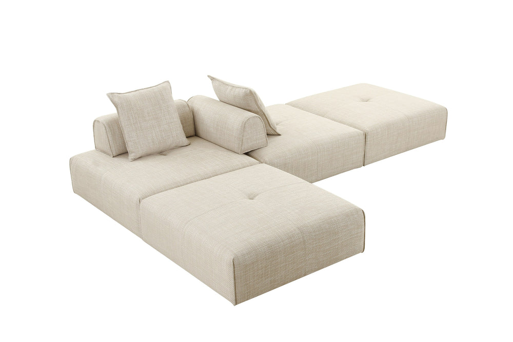 Mondo - Modern Modular Beige Fabric Armless Seat - View 7
