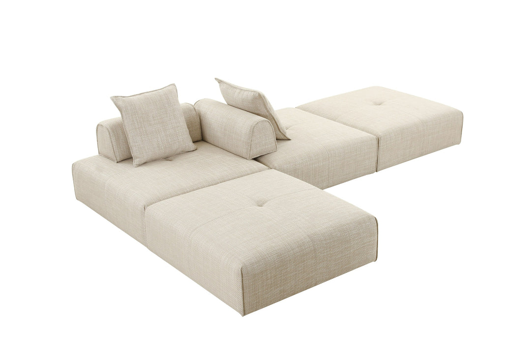 Mondo - Modern Modular Beige Fabric Armless Seat