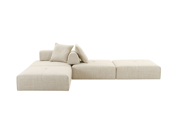 Mondo - Modern Modular Beige Fabric Armless Seat