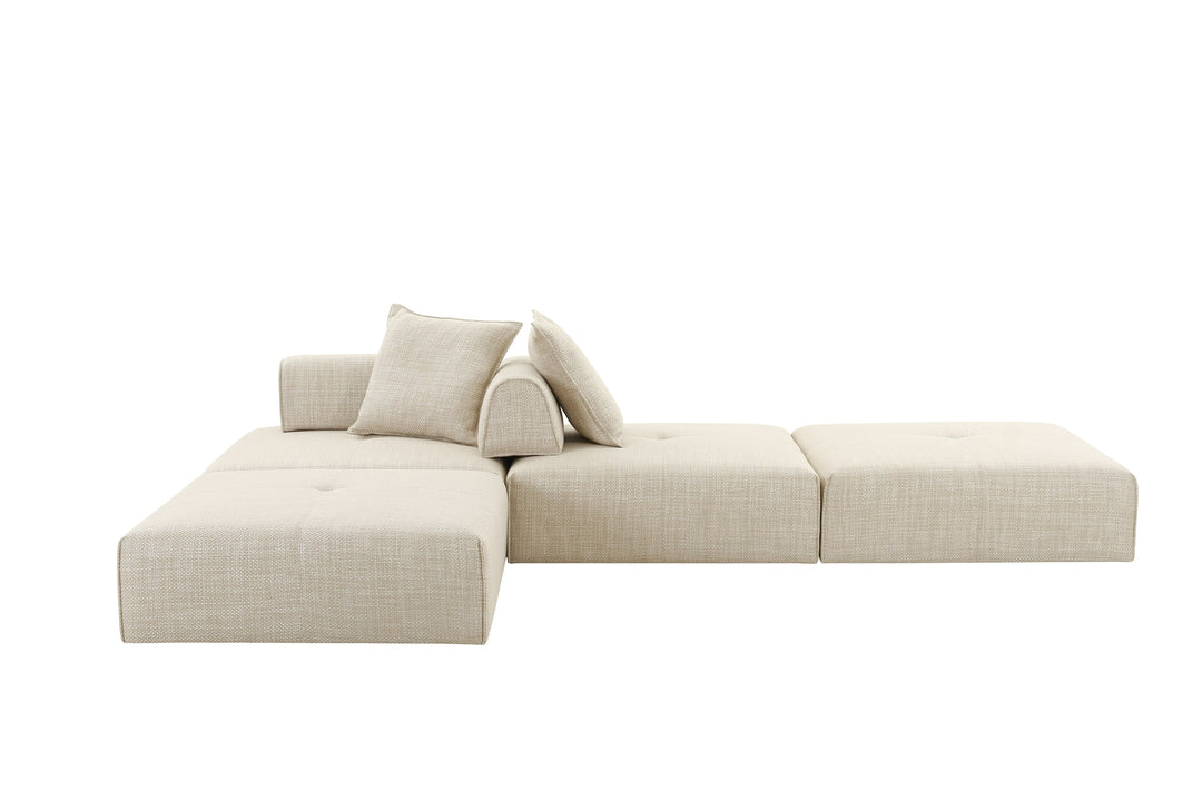 Mondo - Modern Modular Beige Fabric Armless Seat