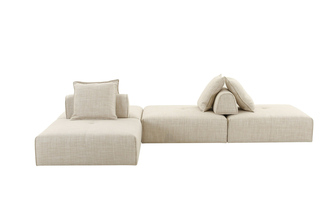 Mondo - Modern Modular Beige Fabric Armless Seat