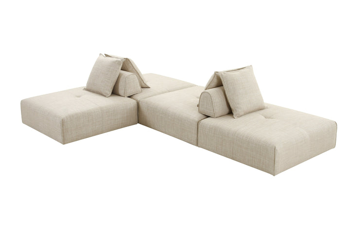 Mondo - Modern Modular Beige Fabric Armless Seat