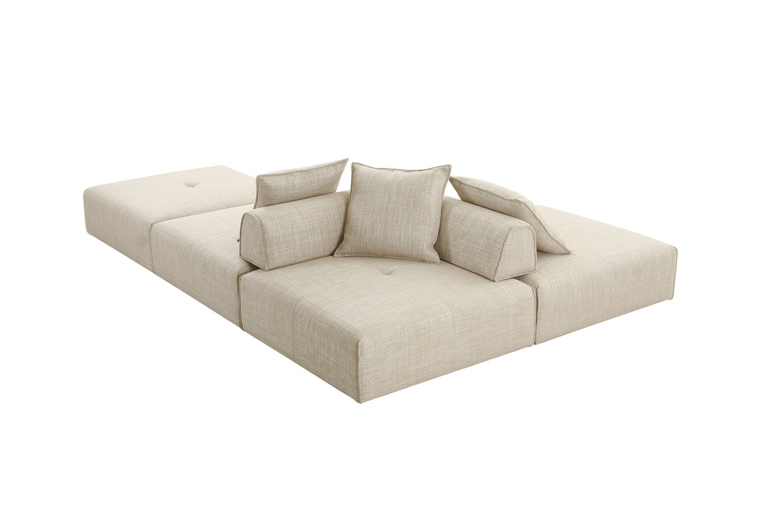 Mondo - Modern Modular Beige Fabric Armless Seat