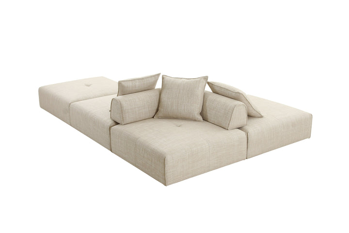 Mondo - Modern Modular Beige Fabric Armless Seat