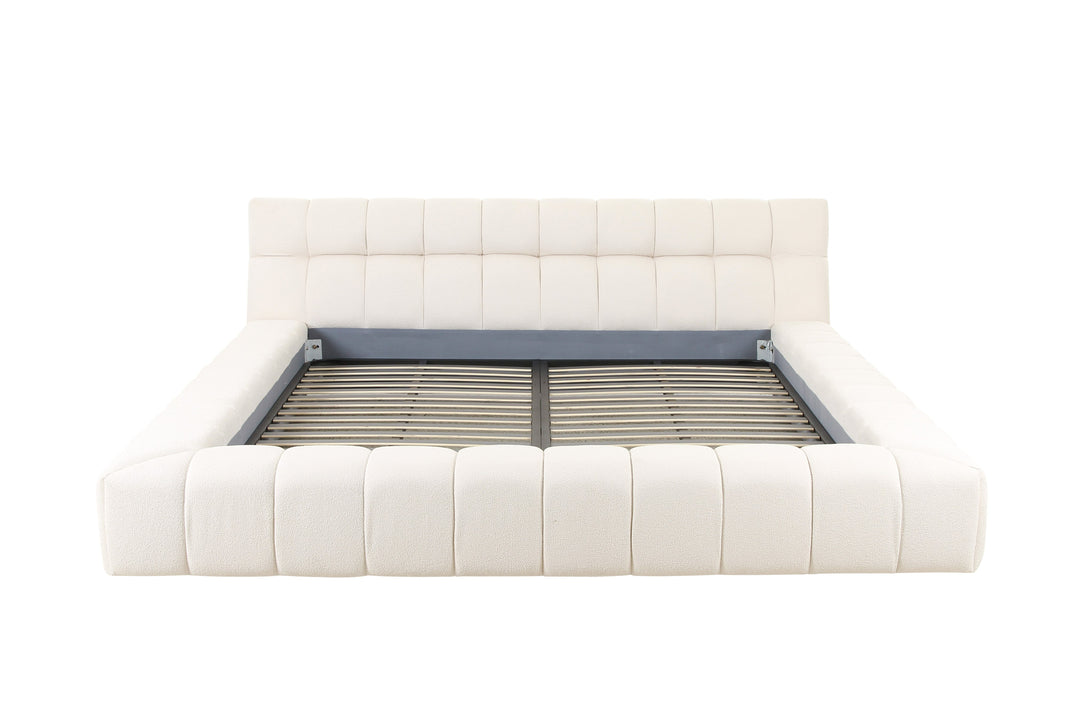 Tyree  Modern Tufted OffWhite Fabric Bedeastern