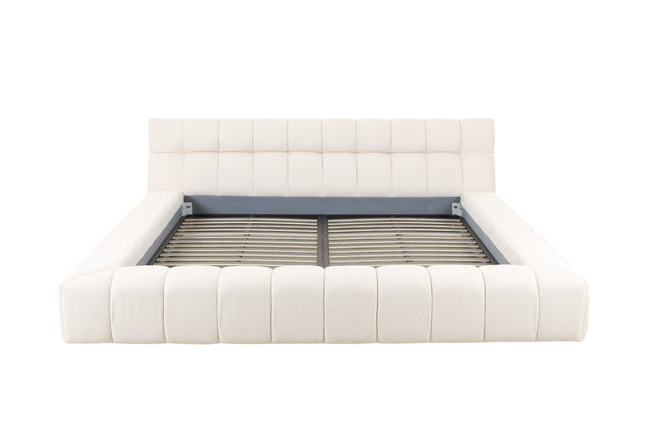 Tyree  Modern Tufted OffWhite Fabric Bedeastern