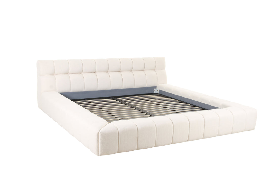 Tyree - Modern Tufted Off-White Fabric Bed-eastern