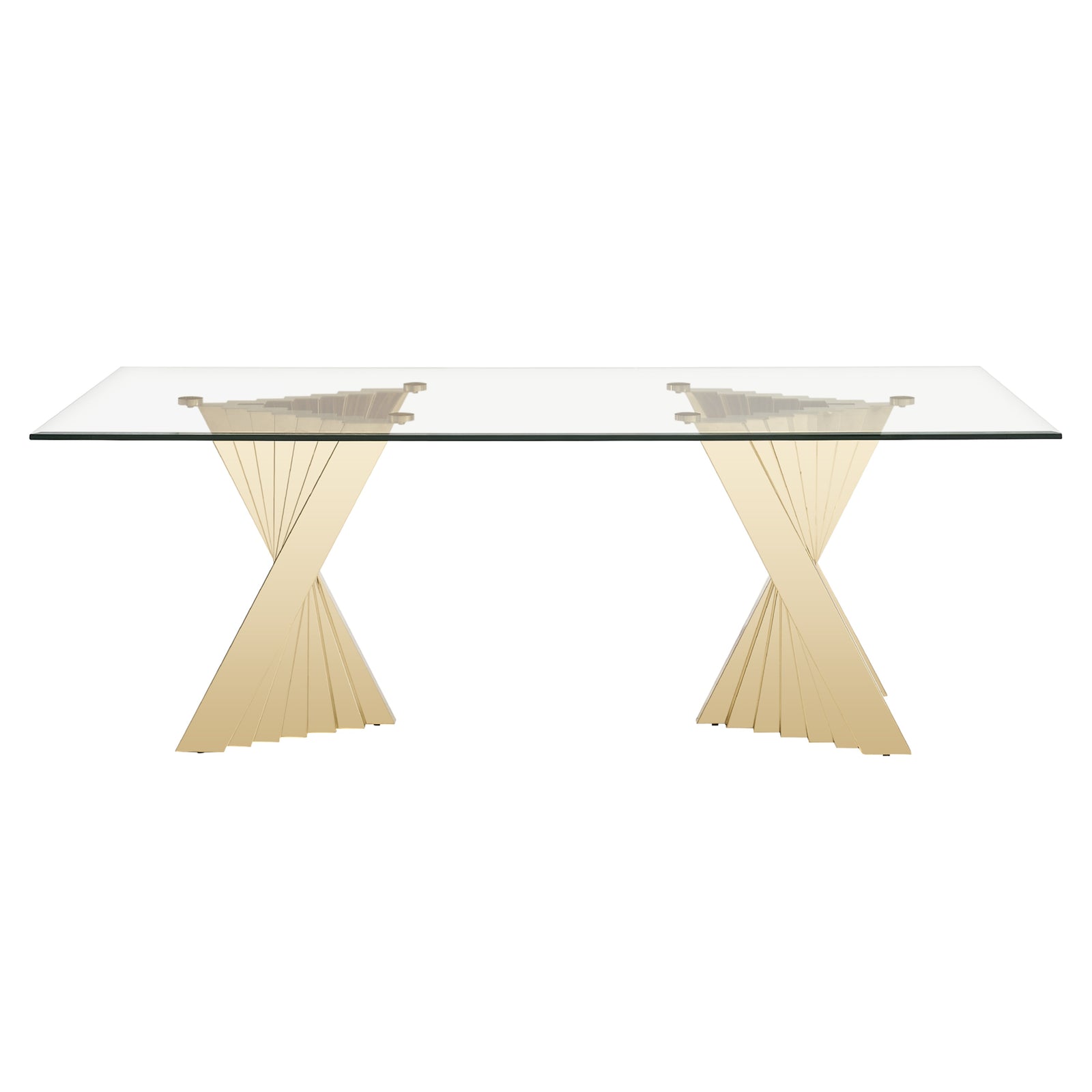 Buquet - Glam Glass  Champagne Gold Rectangular Dining Table