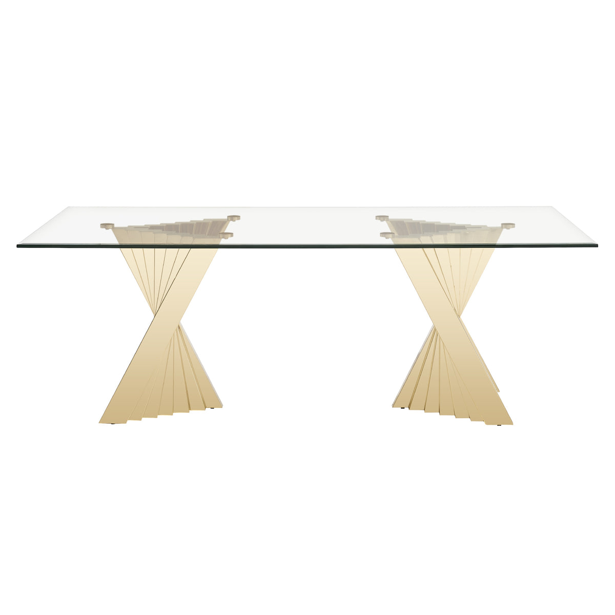 Buquet - Glam Glass + Champagne Gold Rectangular Dining Table