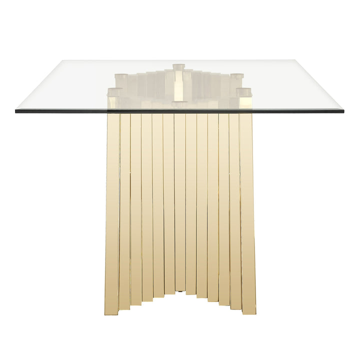 Buquet - Glam Glass + Champagne Gold Rectangular Dining Table