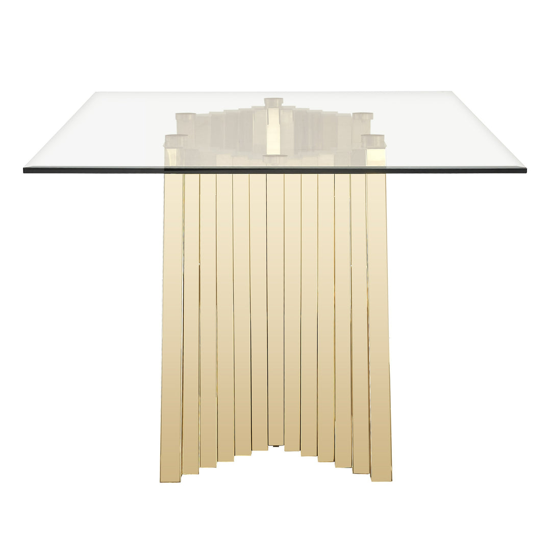 Buquet - Glam Glass + Champagne Gold Rectangular Dining Table