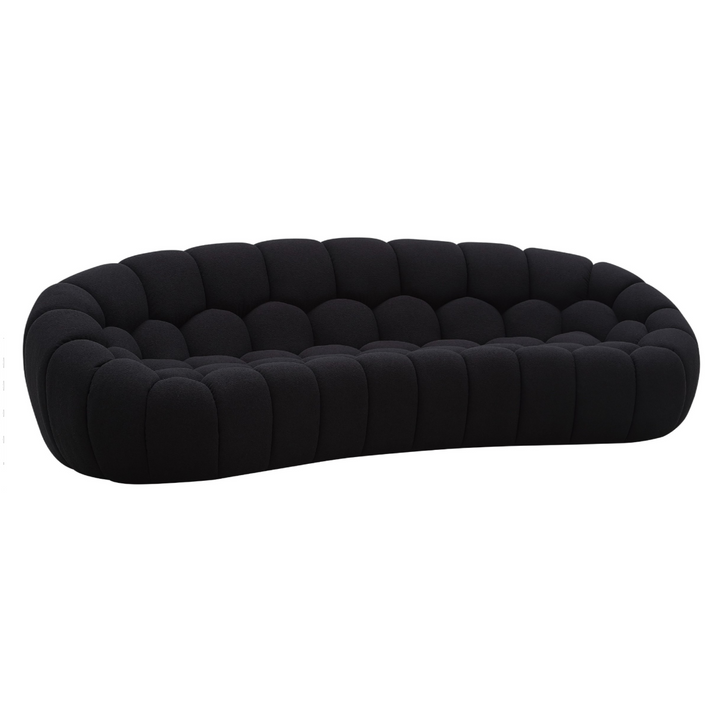 Yolonda - Modern Curved Black Fabric Sofa