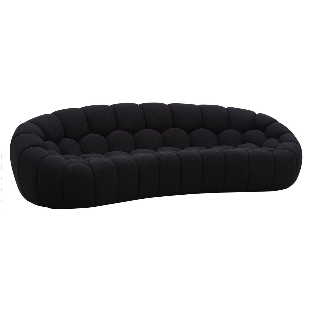 Yolonda - Modern Curved Black Fabric Sofa