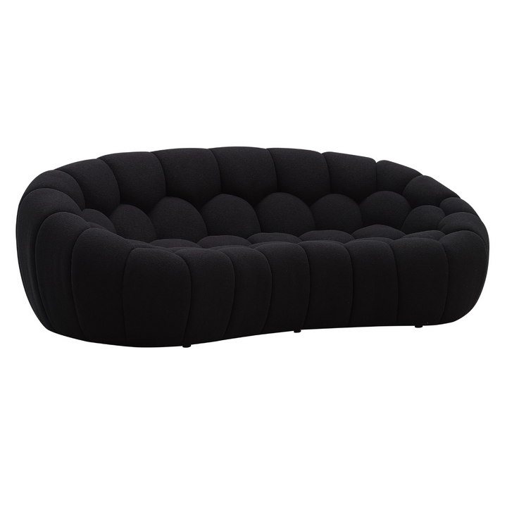 Yolonda - Modern Curved Black Fabric Loveseat