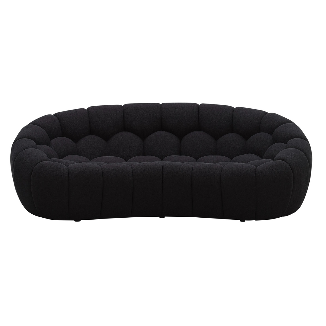 Yolonda - Modern Curved Black Fabric Loveseat
