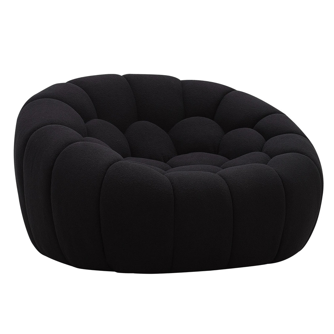 Yolonda  Modern Curved Black Fabric Chair