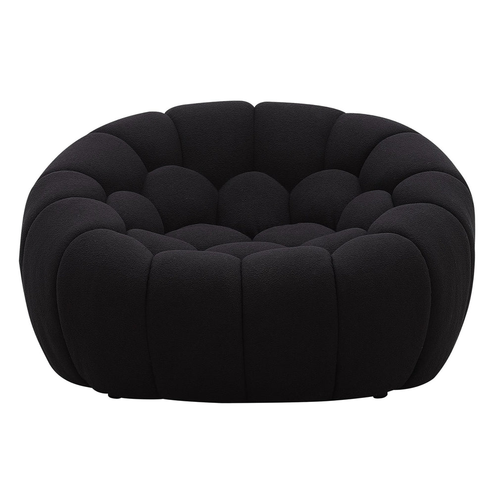 Yolonda - Modern Curved Black Fabric Chair - View 2