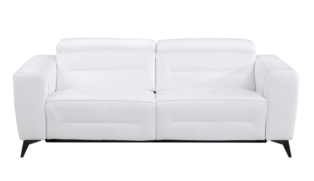 DivanItalia 989 Power Reclining 2-Piece Sofa Set with Power Headrest in Top-Grain Italian Leather - White