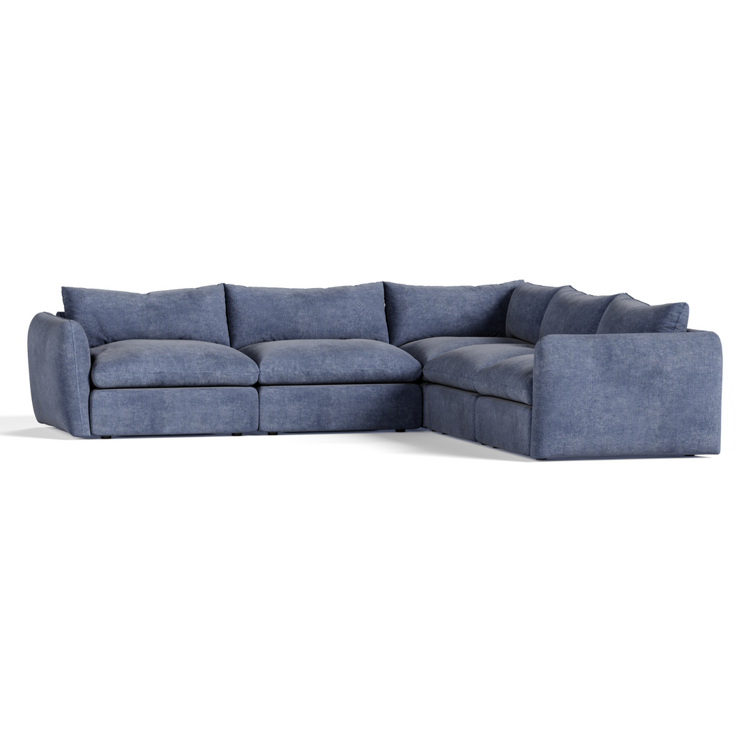 Kinsey - Modern Blue Fabric Modular Sectional Sofa-5-Piece Sectional