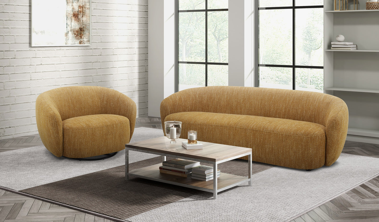 Norris - Modern Mustard Fabric Sofa