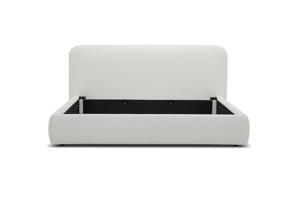 Liam - Modern Ivory Fabric Upholstered Bed - View 2