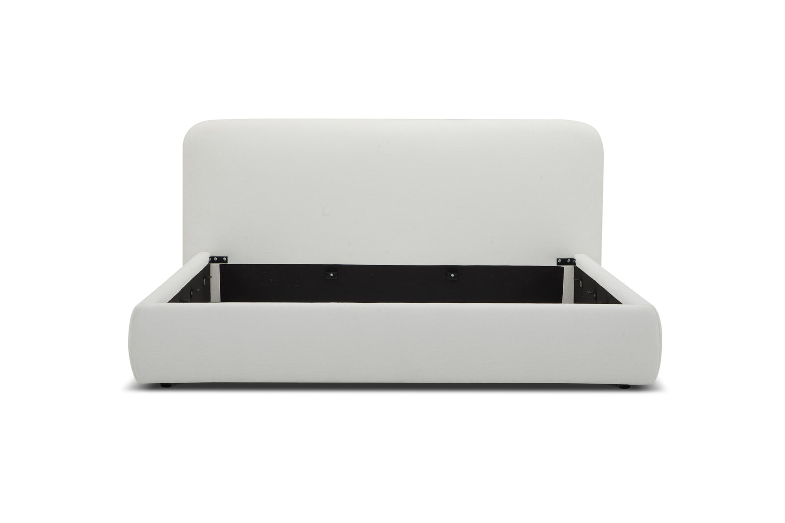 Eastern King Modrest Liam - Modern Ivory Fabric Upholstered Bed