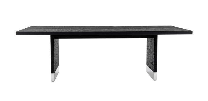 Kenda - Modern Black Ash + Stainless Steel Dining Table