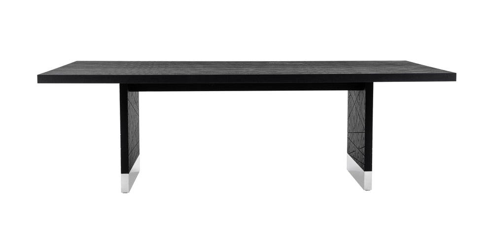 Kenda - Modern Black Ash + Stainless Steel Dining Table - View 9