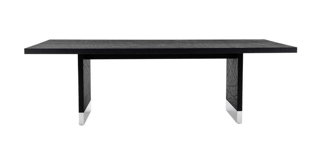 Kenda - Modern Black Ash + Stainless Steel Dining Table