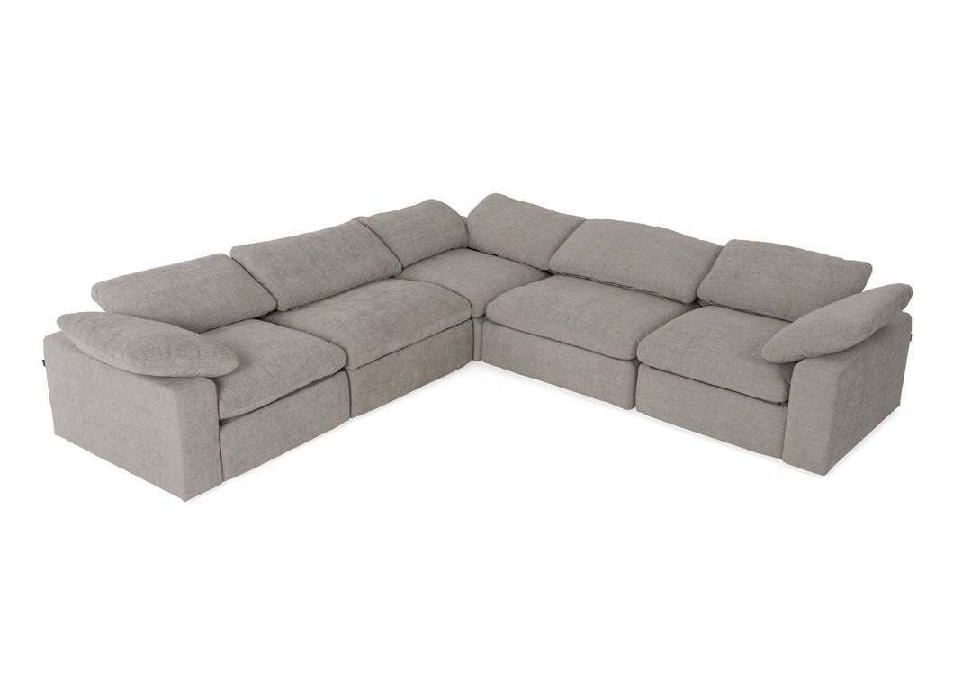 Corinth - Modern Grey Fabric Sectional Sofa with 3 Power Recliners