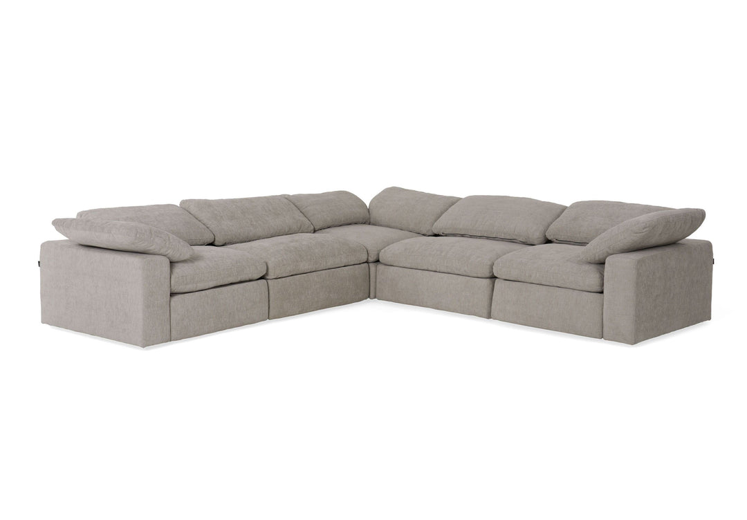 Corinth - Modern Grey Fabric Sectional Sofa with 3 Power Recliners