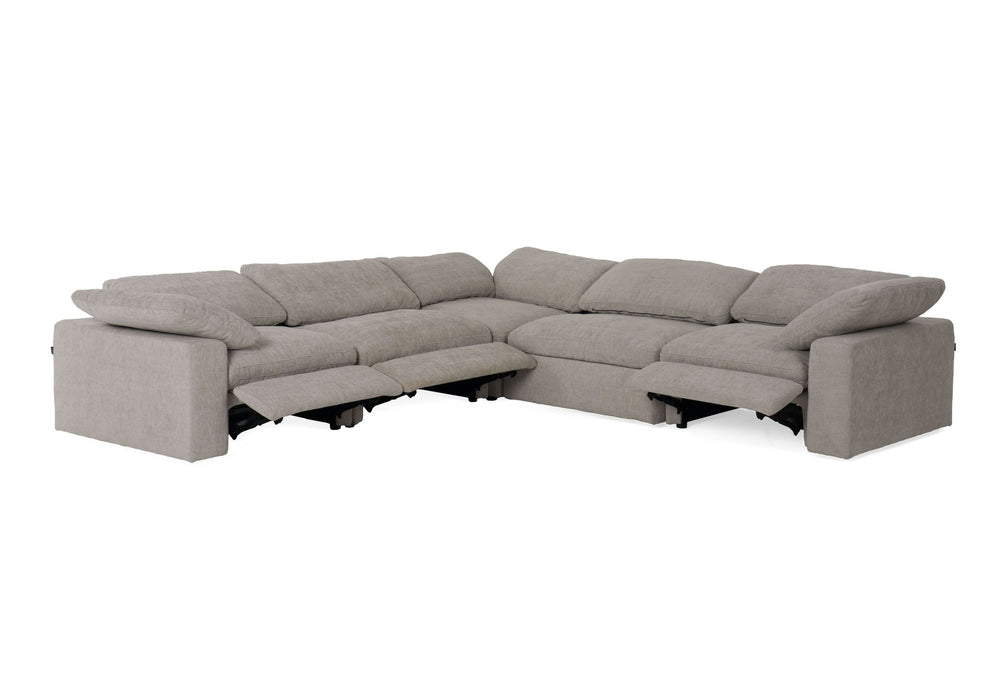 Corinth - Modern Grey Fabric Sectional Sofa with 3 Power Recliners - View 5