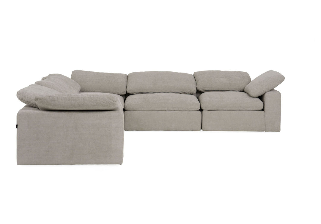 Corinth - Modern Grey Fabric Sectional Sofa with 3 Power Recliners