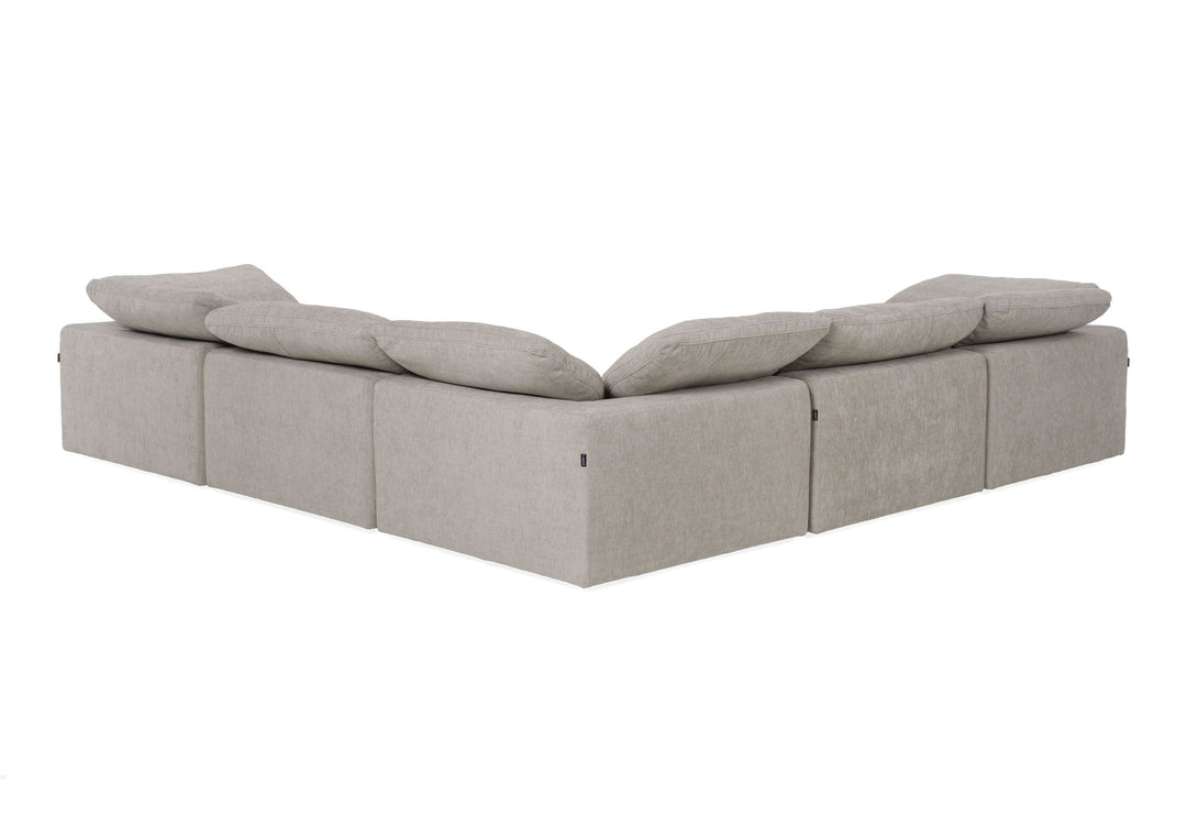 Corinth - Modern Grey Fabric Sectional Sofa with 3 Power Recliners