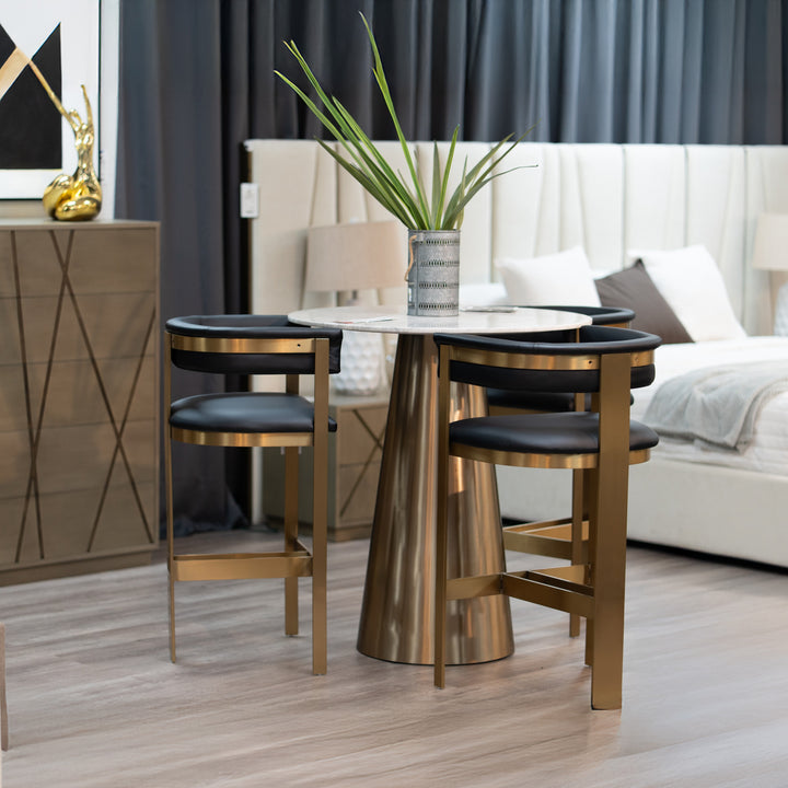 Boswell  Modern Black + Matte Gold Barstool