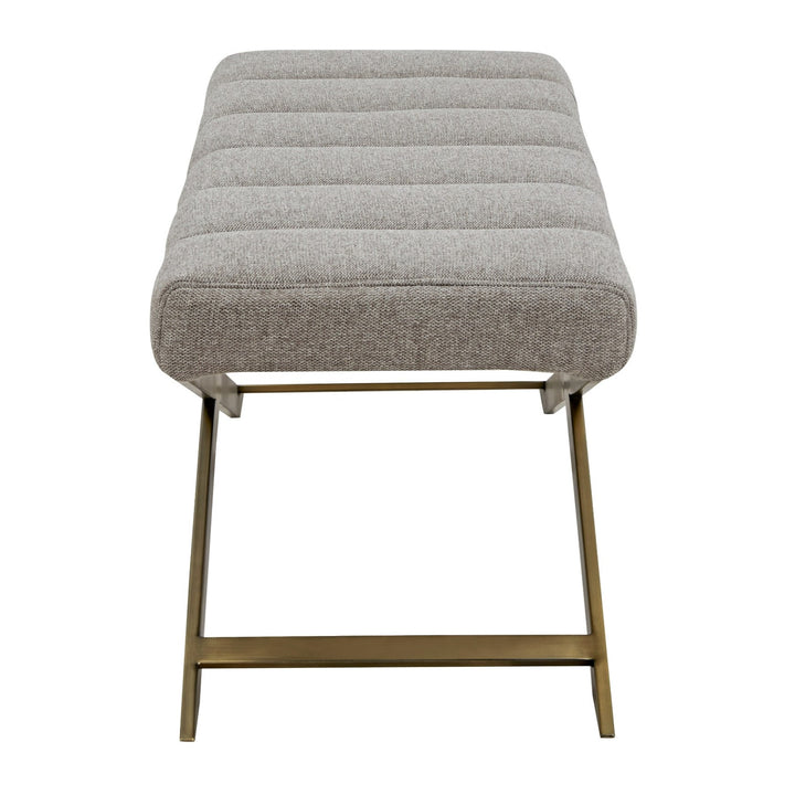 Xane - Contemporary Grey Fabric &amp; Brushed Brass Bench