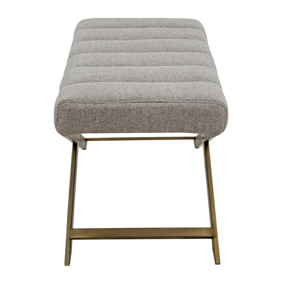 Xane - Contemporary Grey Fabric & Brushed Brass Bench - View 3