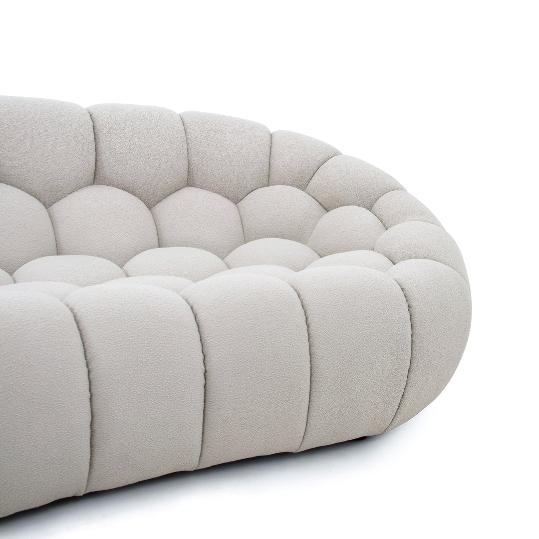 Yolonda - Modern Curved Beige Fabric Sofa