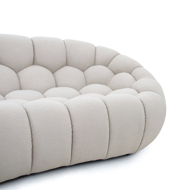 Yolonda - Modern Curved Beige Fabric Sofa Set