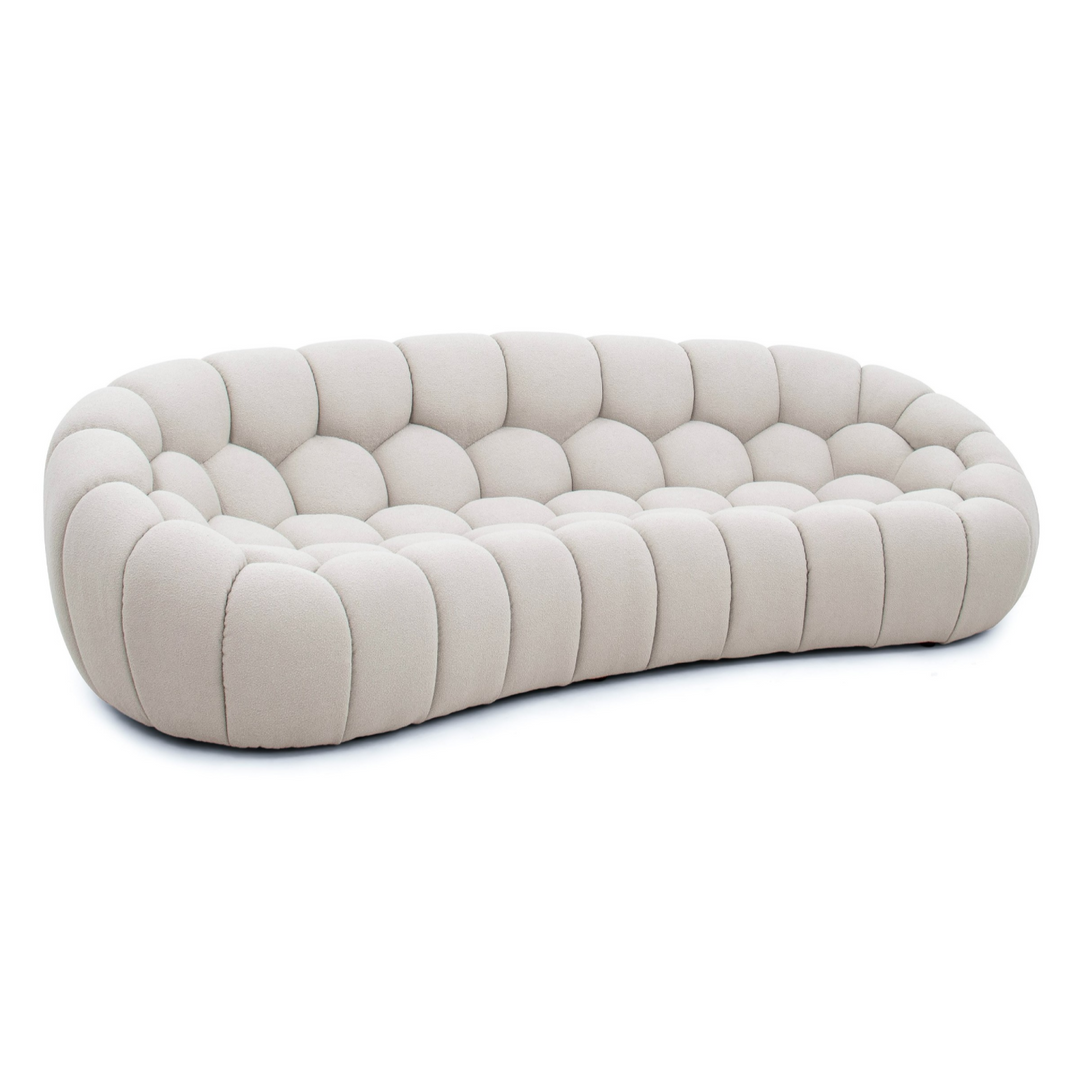 Yolonda - Modern Curved Beige Fabric Sofa