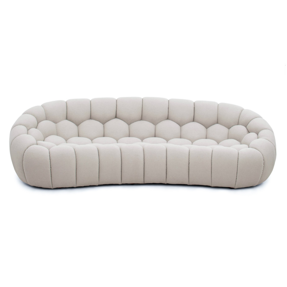 Yolonda - Modern Curved Beige Fabric Sofa