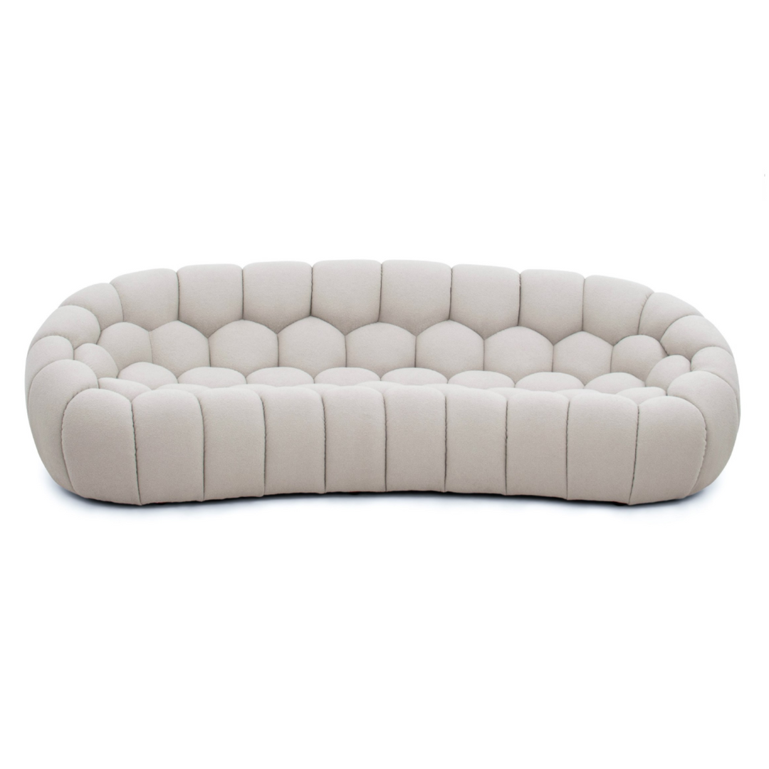 Yolonda - Modern Curved Beige Fabric Sofa