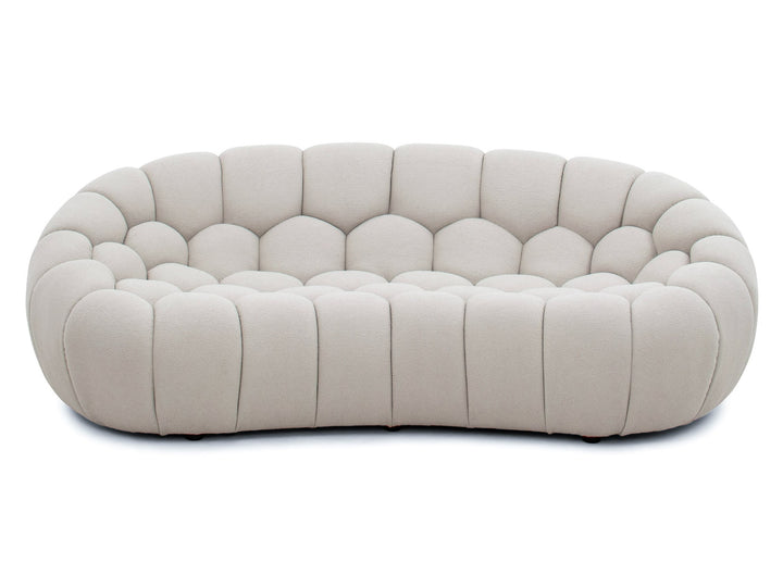 Yolonda - Modern Curved Beige Fabric Loveseat
